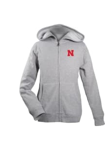 Nebraska Cornhuskers Youth Grey Henry Long Sleeve Full Zip Jacket