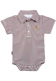Arizona State Sun Devils Baby Maroon Carson Striped Short Sleeve One Piece Polo