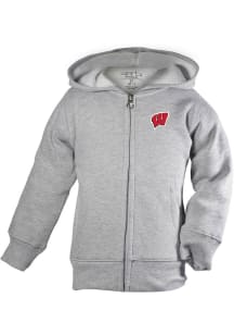 Toddler Grey Wisconsin Badgers Henry Long Sleeve Full Zip Sweatshirt