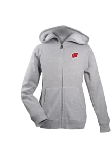 Wisconsin Badgers Youth Grey Henry Long Sleeve Full Zip Jacket