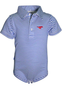SMU Mustangs Baby Blue Carson Short Sleeve One Piece Polo