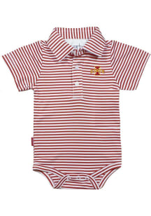 Iowa State Cyclones Baby Cardinal Carson Striped Short Sleeve One Piece Polo