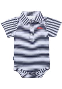 Ole Miss Rebels Baby Navy Blue Carson Striped Short Sleeve One Piece Polo
