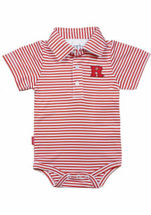 Baby Red Rutgers Scarlet Knights Carson Striped Short Sleeve One Piece Polo