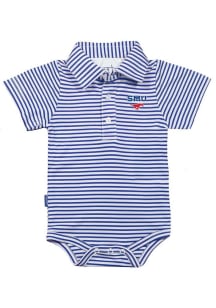 SMU Mustangs Baby Blue Carson Striped Short Sleeve One Piece Polo