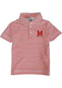 Toddler Red Maryland Terrapins Carson Striped Design Short Sleeve Polo Shirt