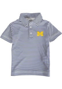 Toddler Navy Blue Michigan Wolverines Carson Striped Design Short Sleeve Polo Shirt