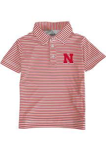 Toddler Red Nebraska Cornhuskers Carson Striped Design Short Sleeve Polo Shirt