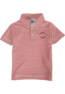 Toddler Red Ohio State Buckeyes Carson Striped Design Short Sleeve Polo Shirt