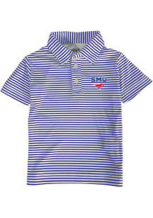 SMU Mustangs Toddler Blue Carson Striped Design Short Sleeve Polo Shirt