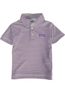TCU Horned Frogs Toddler Purple Carson Striped Design Short Sleeve Polo Shirt
