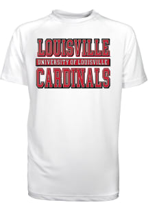 Louisville Cardinals Youth White Kevin Stacked Short Sleeve T-Shirt