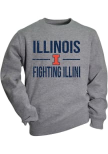 Illinois Fighting Illini Youth Grey Cruz Long Sleeve Crew Sweatshirt