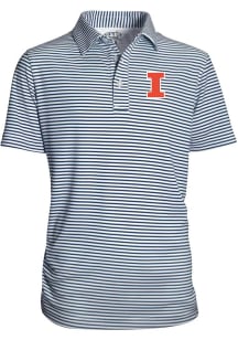 Youth Navy Blue Illinois Fighting Illini Carson Striped Short Sleeve Polo Shirt