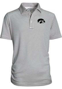 Iowa Hawkeyes Youth Charcoal Carson Striped Short Sleeve Polo Shirt