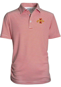 Iowa State Cyclones Youth Cardinal Carson Striped Short Sleeve Polo Shirt