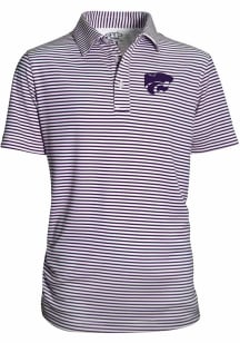 Youth Purple K-State Wildcats Carson Striped Short Sleeve Polo Shirt