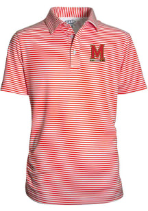 Youth Red Maryland Terrapins Carson Striped Short Sleeve Polo Shirt