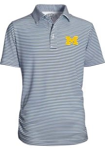 Youth Navy Blue Michigan Wolverines Carson Striped Short Sleeve Polo Shirt