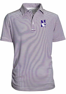 Northwestern Wildcats Youth Purple Carson Striped Short Sleeve Polo Shirt