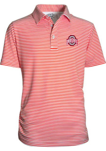 Youth Red Ohio State Buckeyes Carson Striped Short Sleeve Polo Shirt