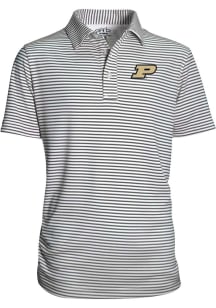 Purdue Boilermakers Youth Charcoal Carson Striped Short Sleeve Polo Shirt