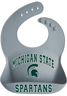 Crumb Catcher Michigan State Spartans Baby Bib - Grey