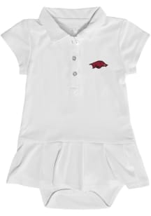 Arkansas Razorbacks Baby Girls White Caroline Onesie Short Sleeve Dress