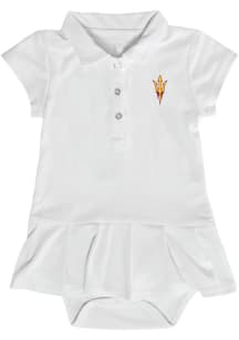 Arizona State Sun Devils Baby Girls White Caroline Onesie Short Sleeve Dress