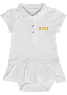 LSU Tigers Baby Girls White Caroline Onesie Short Sleeve Dress