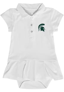 Baby Girls White Michigan State Spartans Caroline Onesie Short Sleeve Dress