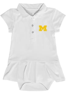 Baby Girls White Michigan Wolverines Caroline Onesie Short Sleeve Dress