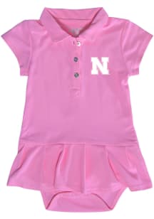 Baby Girls Pink Nebraska Cornhuskers Caroline Onesie Short Sleeve Dress