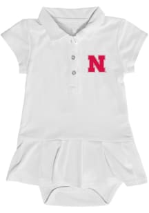 Baby Girls White Nebraska Cornhuskers Caroline Onesie Short Sleeve Dress