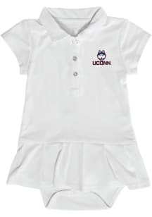 UConn Huskies Baby Girls White Caroline Onesie Short Sleeve Dress