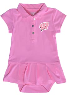 Wisconsin Badgers Baby Girls Pink Caroline Onesie Short Sleeve Dress