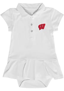 Wisconsin Badgers Baby Girls White Caroline Onesie Short Sleeve Dress