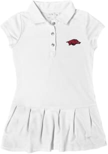 Arkansas Razorbacks Toddler Girls White Caroline Short Sleeve Dress