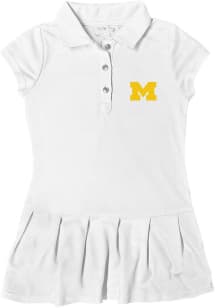 Toddler Girls White Michigan Wolverines Caroline Short Sleeve Dresses