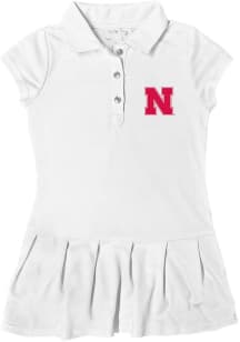 Toddler Girls White Nebraska Cornhuskers Caroline Short Sleeve Dresses