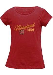 Girls Red Maryland Terrapins Charlotte Short Sleeve T-Shirt