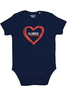 Baby Navy Blue Illinois Fighting Illini Otis Short Sleeve One Piece