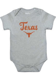 Texas Longhorns Baby Grey Otis Script Short Sleeve One Piece