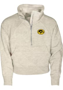 Girls White Iowa Hawkeyes Dawn LS Tops Qtr Zip