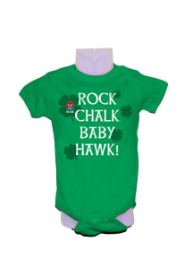 Kansas Jayhawks Baby Green Rock Chalk Baby Hawk Short Sleeve One Piece