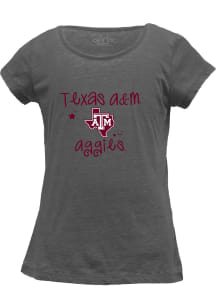 Texas A&amp;M Aggies Girls Grey Script Short Sleeve Fashion T-Shirt