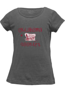 Oklahoma Sooners Girls Grey Script Short Sleeve Fashion T-Shirt