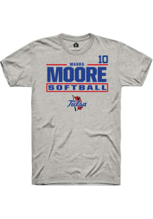 Maura Moore Rally Mens Ash Tulsa Golden Hurricane NIL Stacked Box Player T Shirt