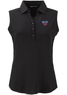 Cutter and Buck SMU Mustangs Womens Black Forge Eco Polo Shirt