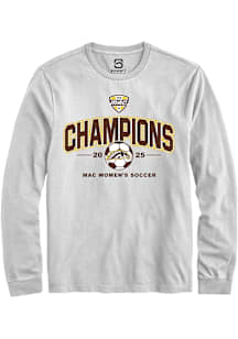 Summit Sportswear Western Michigan Broncos White 2025 MAC Soccer Champions Long Sleeve T Shirt
